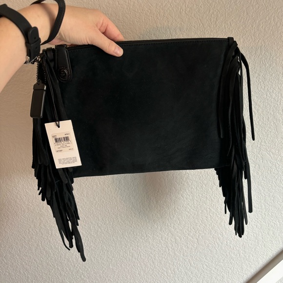 Coach Suede Fringe Turnlock Clutch 86480 - Picture 2 of 14